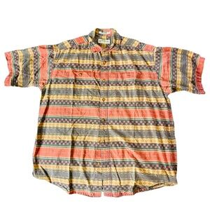 Orvis Aztec Short Sleeve Casual Button-Down Shirt for Men | 100% Cotton | Size L